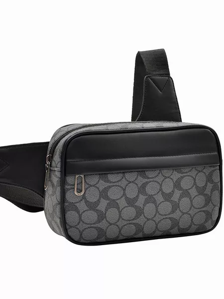Men's Chest Bag, Hot-Selling Pu Leather Crossbody Bag, Large Capacity, High-End Single Shoulder Bag, Fashionable Casual Shoulder Bag, Cross-Border Supply