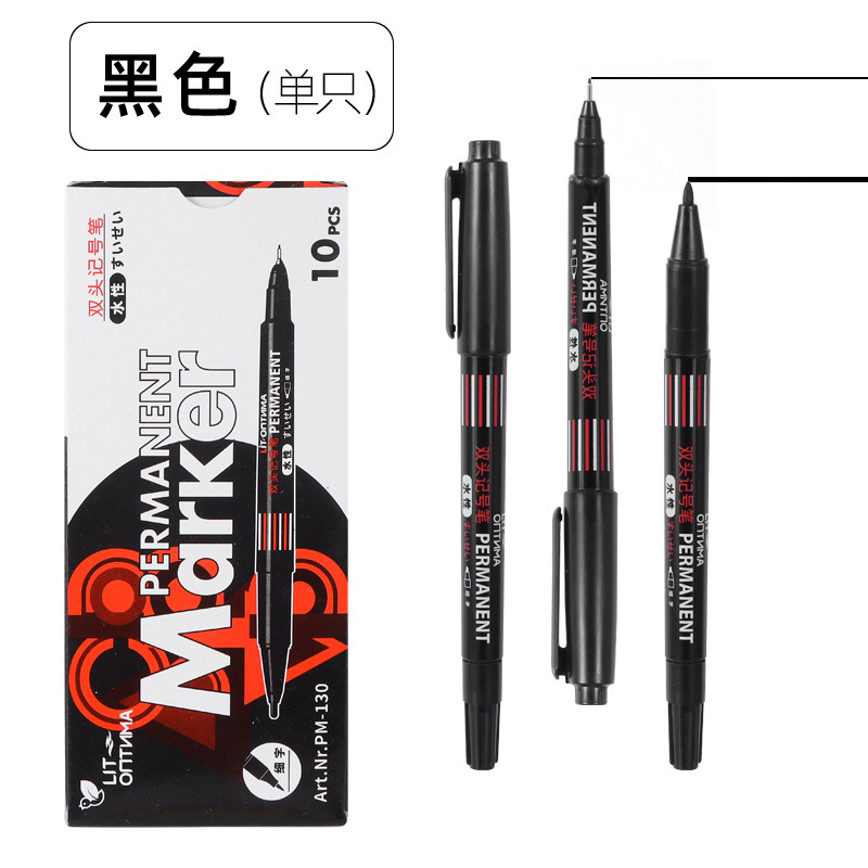 Pluma de Gancho Doble pequeña Negro Rojo Azul marcador de arte a base de agua de secado rápido pintura en caja marcador aceitoso muy fino