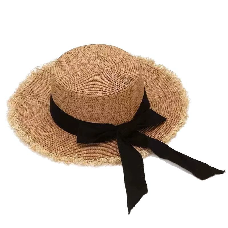 Beach summer Japanese straw sun hat with bow