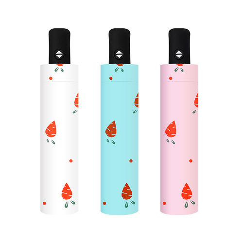 Carrot fully automatic three-fold sun umbrella with custom logo advertising umbrella manufacturer fruit pattern