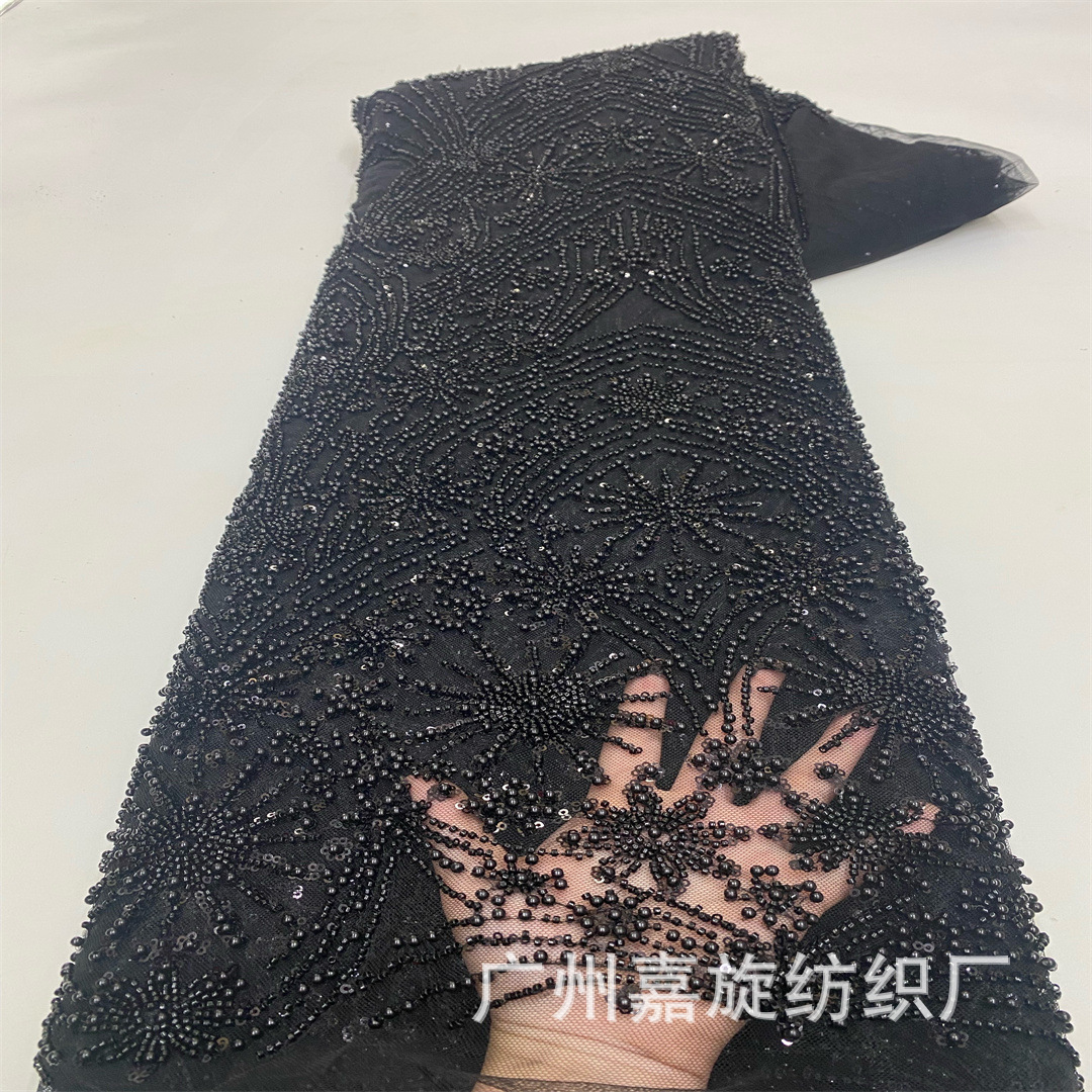 Cuentas de tubo + cuentas de tamaño de flor de sol cuentas de tela de encaje vestido de boda francés vestido de rendimiento tela bordada