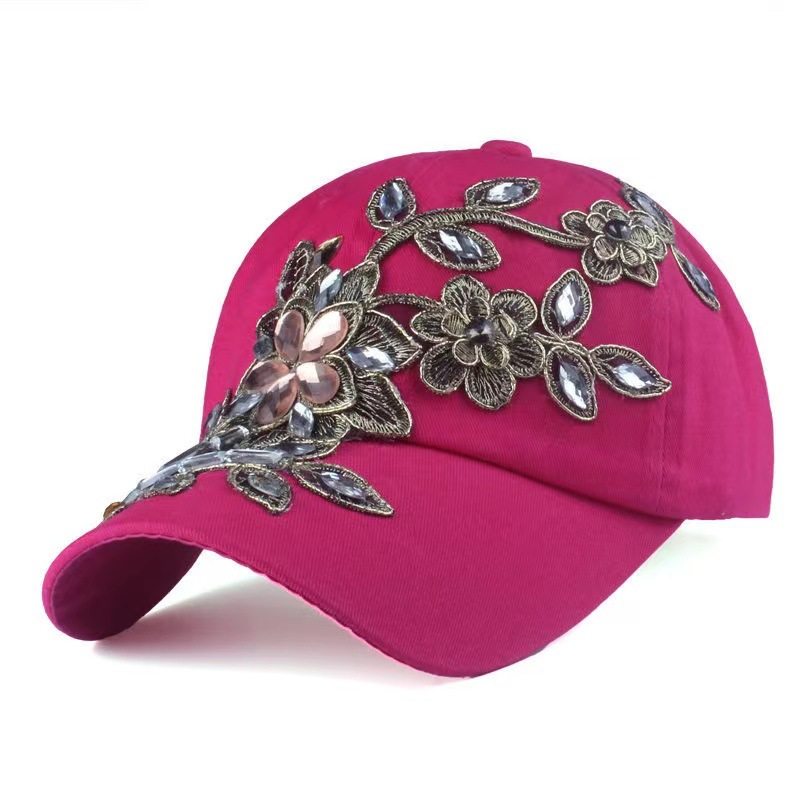 Comercio exterior sombrero de vaquero diamante hecho a mano gorra de béisbol industria pesada oro seda flor sombrero moda rhinestone sombrero fábrica al por mayor