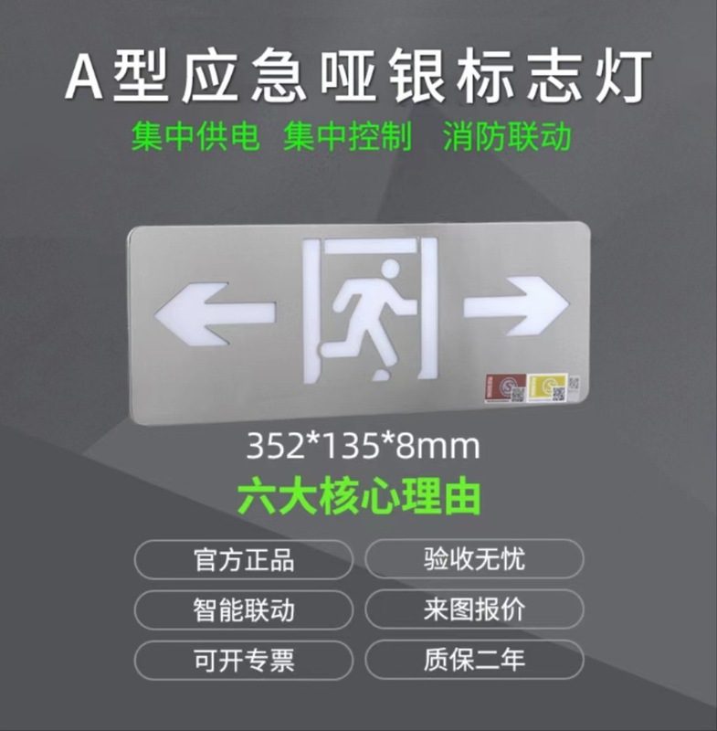 井伦新国标消防应急照明灯a型集中控制不锈钢36v安全出口指示灯|undefined