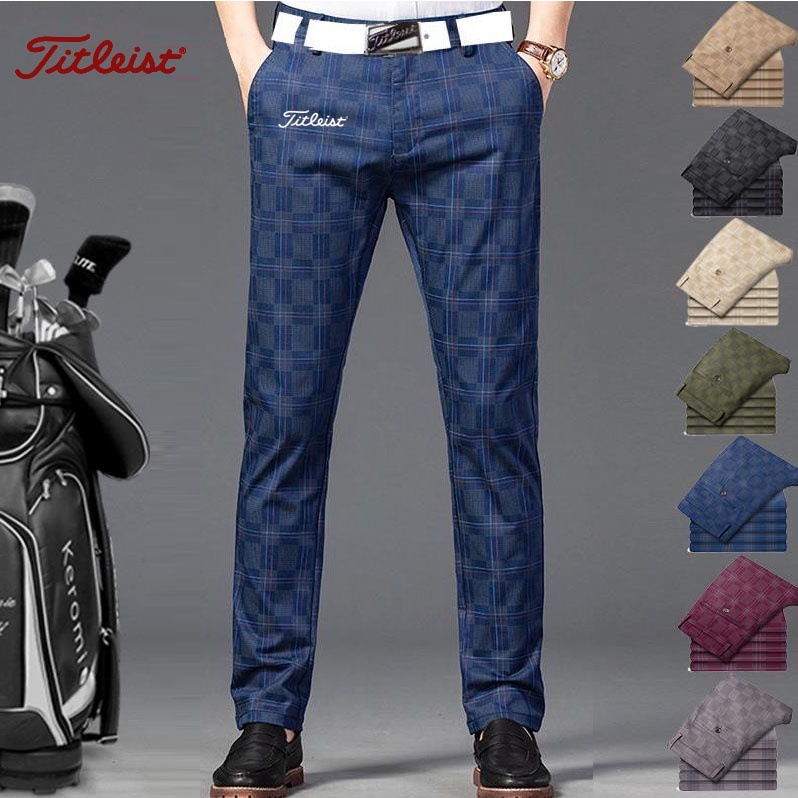 Spring and Autumn Golf Trousers Men's Plaid Slim-fit Quick-drying Golf Trousers Sports Trousers Breathable Golf Suit