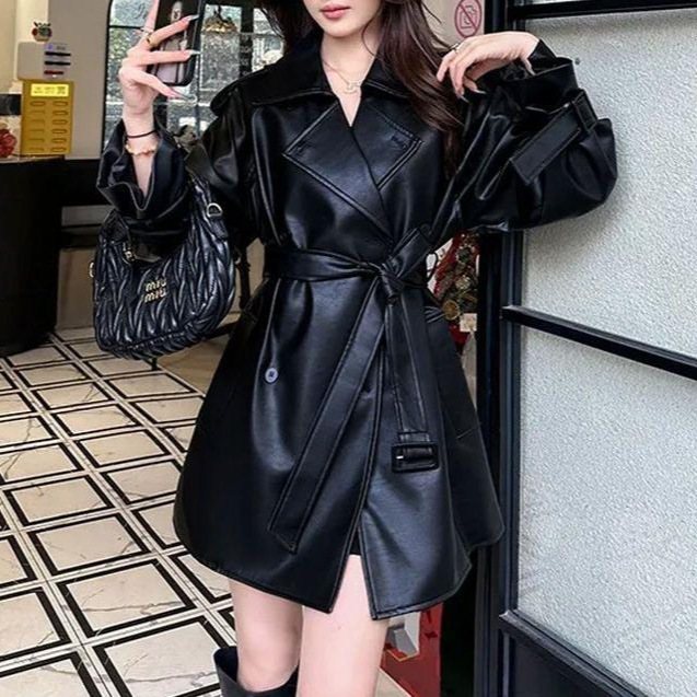 御姐范新款皮衣女韩版时尚小个子皮夹克春秋季皮风衣外套女高级感|undefined