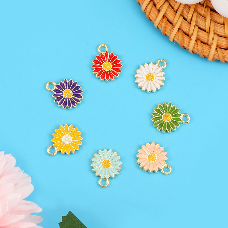 Alloy Material Daisy Pattern 1 Piece 17 * 13mm Hole 2~2.9mm Alloy Daisy Charms Pendant