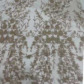 欧睿欣新款撒洒金细粉片发泡婚纱面料晚礼服辅料立体花边工厂直销