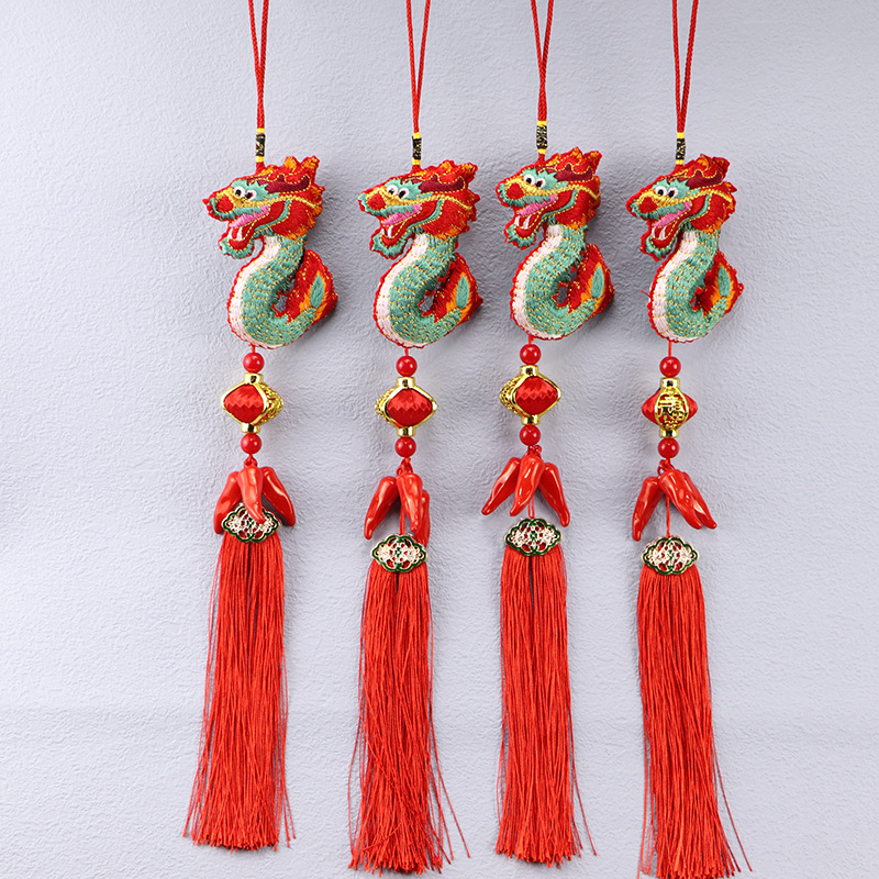 Wholesale Blue Dragon Dragon Wind Dragon sachet tassel pendant car home shop backpack decorations Dragon tassel pendant