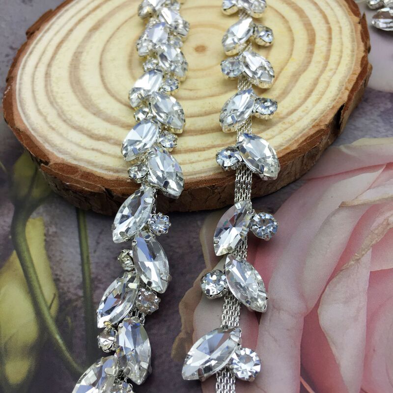 Colorful Dense Diamond Chain Horse Eye Jewelry Glass Rhinestone Flower DIY Hand-Sewn Glass Rhinestone Performance Costume Decoration Accessories