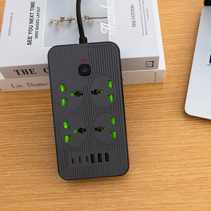 Z73# caja de color neutro 3USB + 3Type-c enchufe de 4 bits 12 interruptor de conector con luz indicadora