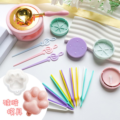 Hot melt stamping silicone DIY fluid bear resin mold hot melt stamp tongs macaron color scheme stirring needle candle base