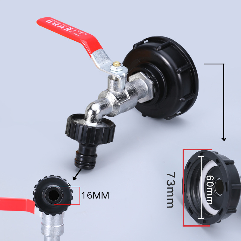 Accesorios de barril transfronterizos de toneladas IBC Boquilla de latón 1 / 2 pulgadas pezón conector de grifo 3 / 4 grifo de aleación