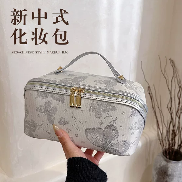 New Cosmetic Bag Ethnic Style Fashion Pillow Embroidered Color Handbag Water-repellent Large Capacity Travel Storage Bag