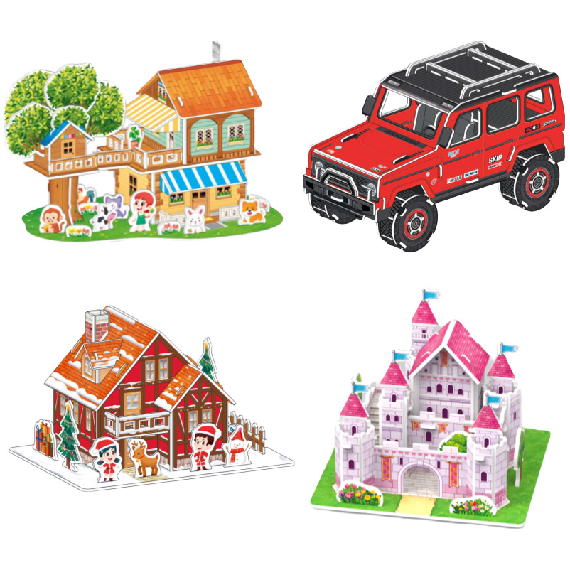白卡3d立体拼图3d模型汽车DIY 军事模型儿童礼品地摊玩具纸