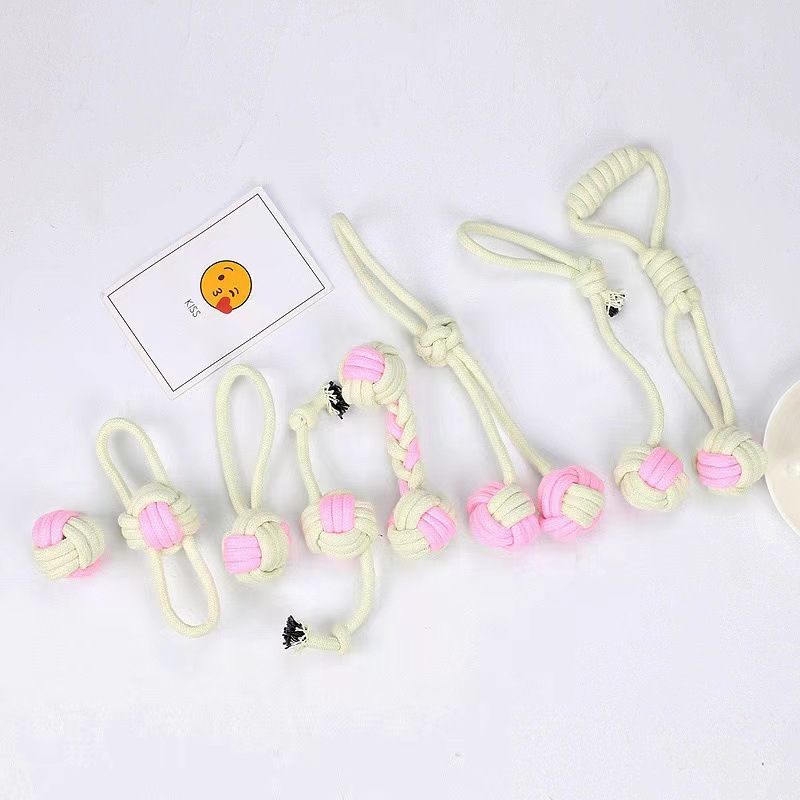 Japón y Corea del Sur juguetes para mascotas juguetes molares para perros bolas de cuerda de algodón macarons color nudo juguetes para mascotas en stock