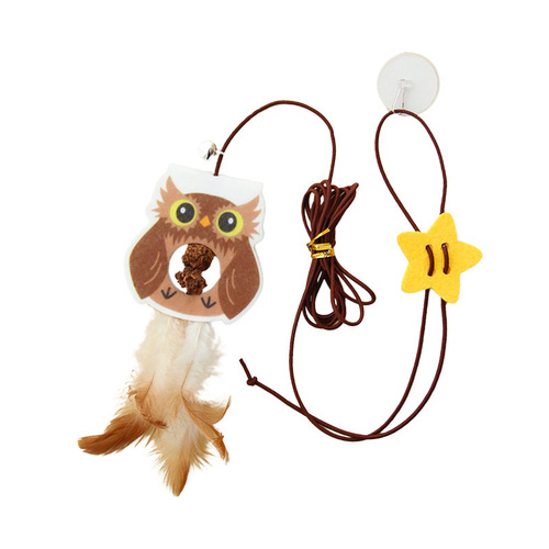 New swing hanging cat toy, self-stimulating and relieving boredom, elastic feather cat teasing stick, containing catnip cat supplies