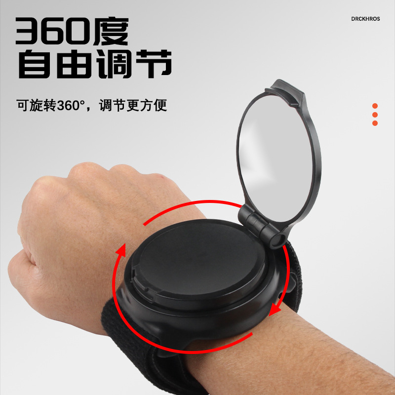 Espejo retrovisor de bicicleta transfronterizo de Amazon con brazo de correa de muñeca reflector giratorio de 360 grados