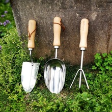 不锈钢铲子种菜种花多肉园艺三件套种植养花花园盆栽家用加厚工具