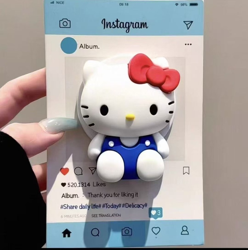 新款立体硅胶kitty猫适用MagSafe磁吸支架强吸附力可伸缩桌面气囊|undefined