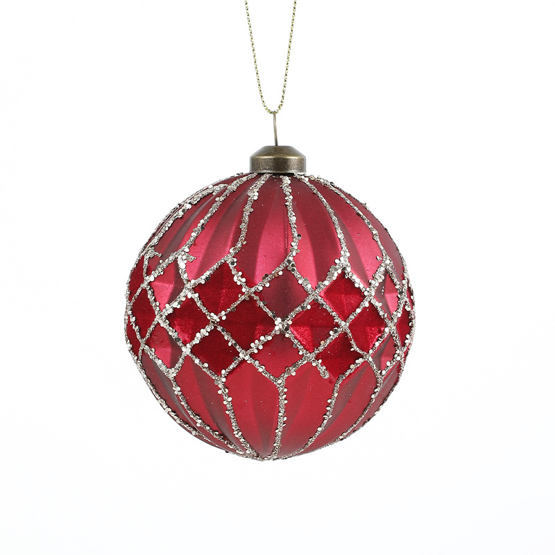 8CM rojo mate de alta calidad bola adhesiva polvo de oro galvanizado bola de decoración de árbol de Navidad colgante decoración colgante bola colgante image 5
