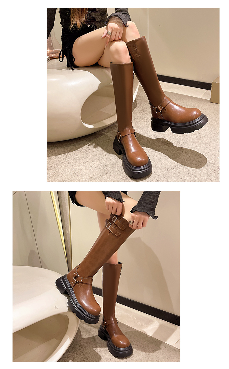 Talpă groasă, versatilă, cu tub lung pentru femei, în toamna anului 2024, cu o senzație de înaltă calitate. Statură mică, creștere în înălțime,_voghion.com