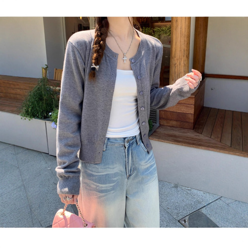 Knitted open jacket women's autumn clothing 2025 new yellow top thin spring and autumn outerwear loose