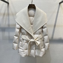 高端轻薄羽绒服女2025新款冬季韩版羊绒大衣拼接鹅绒服显瘦外套女