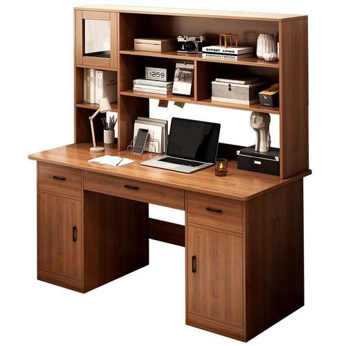 电脑桌台式书桌书架一体桌带书柜组合卧室学生学习桌简易办公桌子