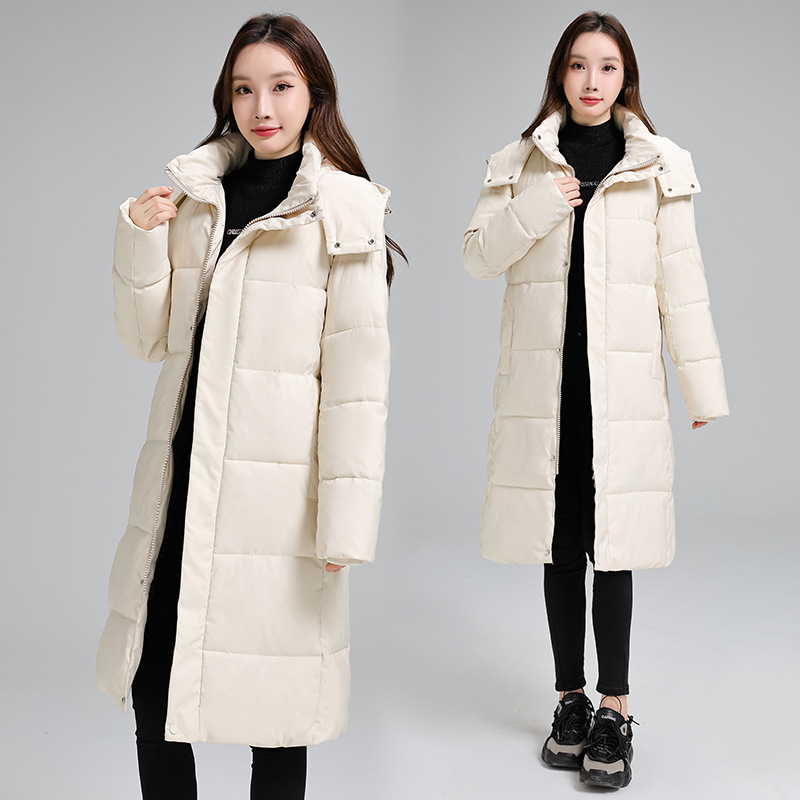 2025 invierno nuevo estilo de rodilla larga ropa de algodón de estilo de mujer ropa de algodón estudiantes de drama con chaqueta de algodón gruesa