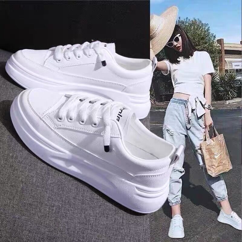 2026 verano nuevo estilo coreano zapatos de skate de suela gruesa moda casual zapatos versátiles estudiantes inswind zapatos blancos para mujeres