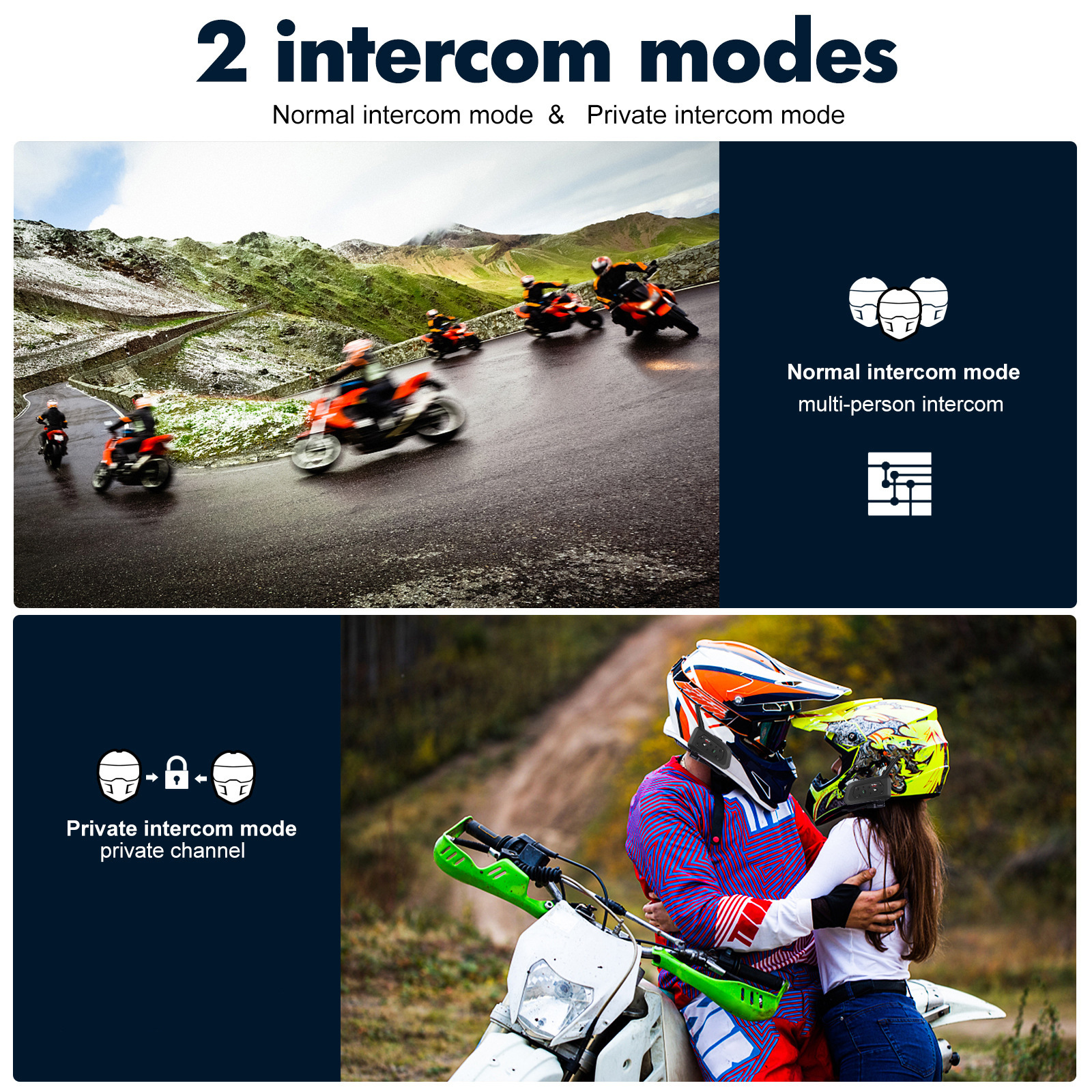 V6-1200 Motorcycle Helmet Bluetooth Intercom 1200m Dual-Mode Riding Bluetooth Intercom