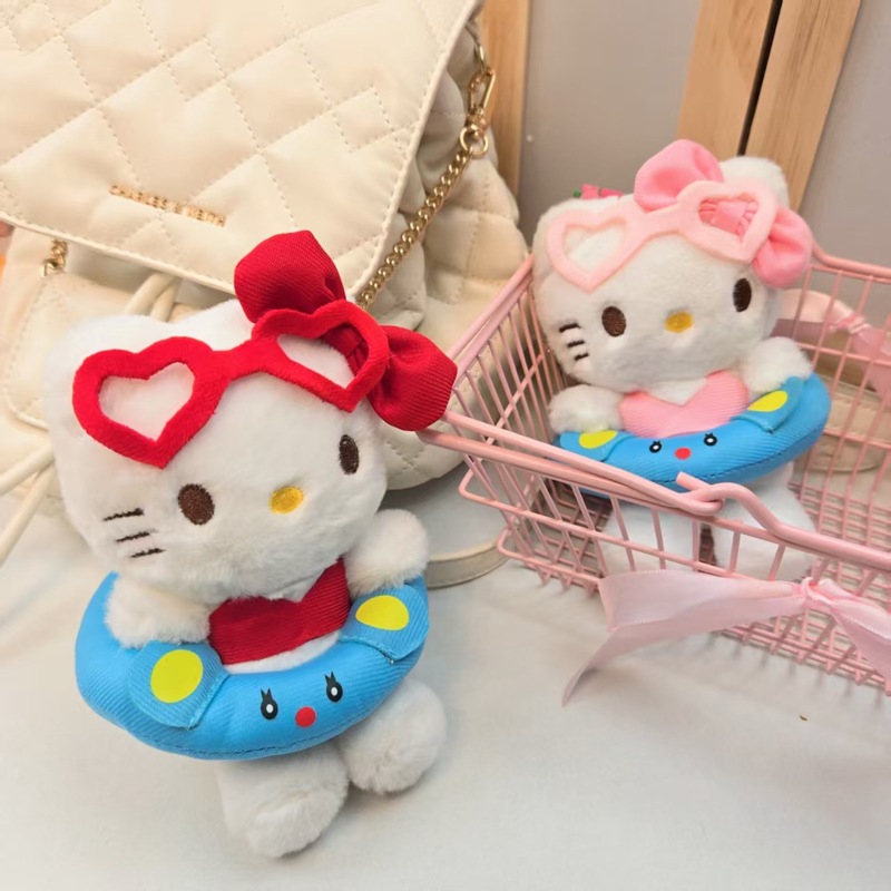 インターネット有名人かわいい水泳リング kt 猫ペンダントぬいぐるみ人形子猫バッグペンダントキーホルダー人形|undefined