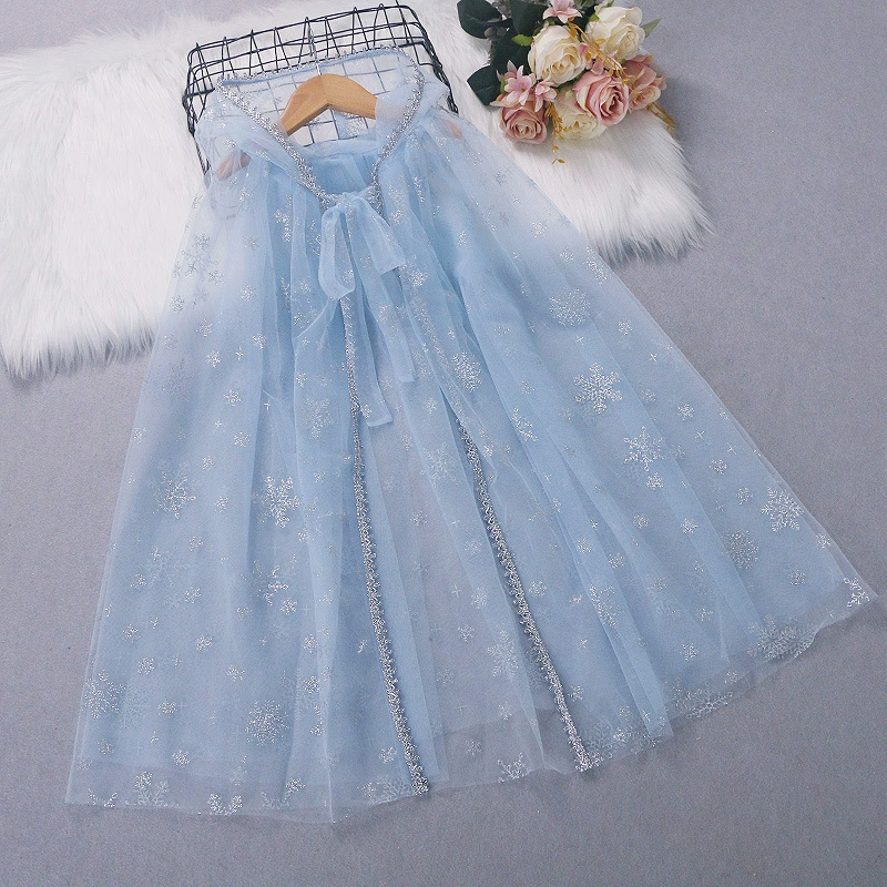 Хэллоуин плащ косплей одежды новый Frozen плащ снежинка принт детский платок одеваются