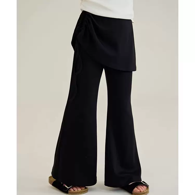 面包仔童装2026春季新款休闲裤女童喇叭裤亲子假两件春装显瘦