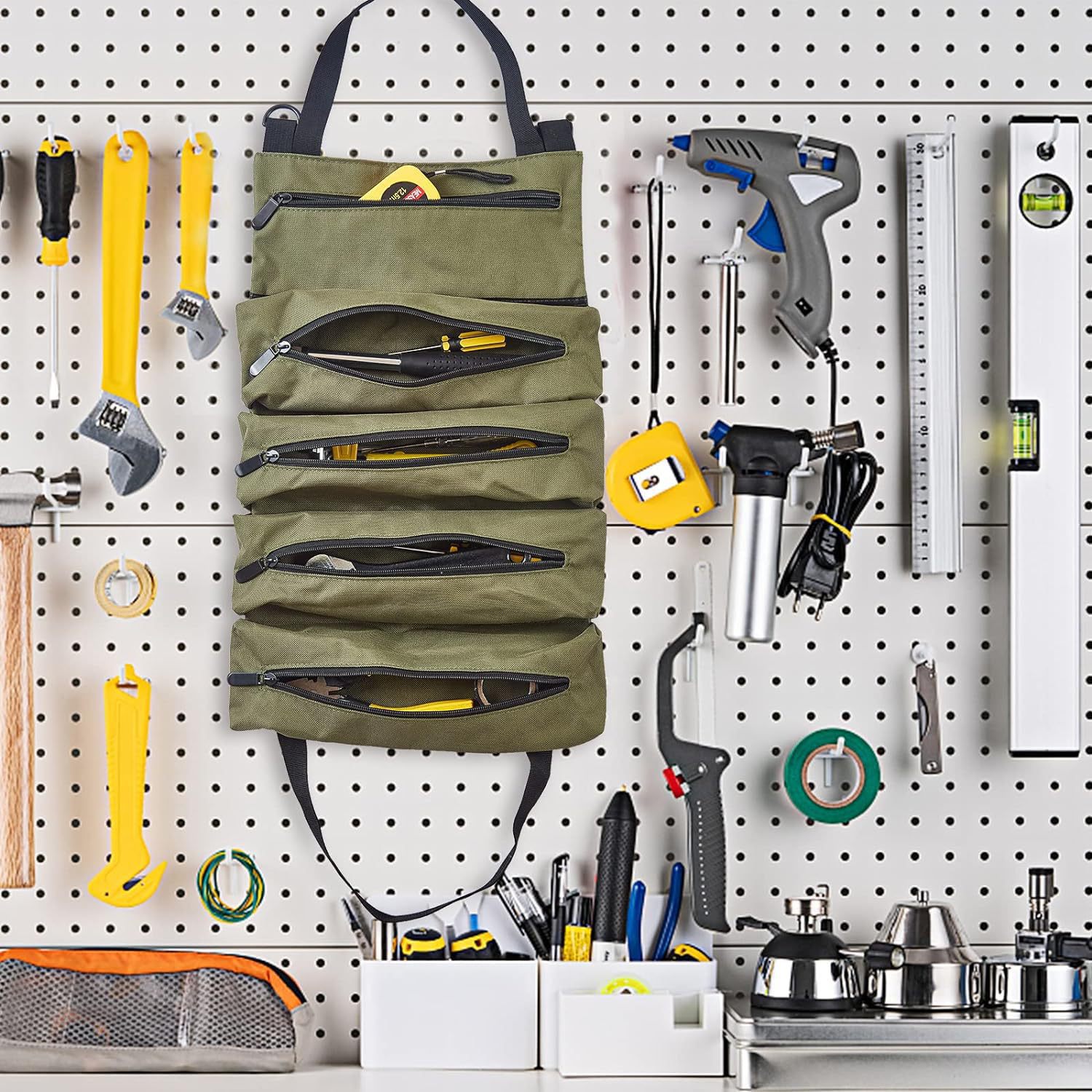 Cross-Border Roll-Type Tool Bag, Oxford Cloth Tool Bag, Car Tool Bag, Multi-Functional Electrician's Bag, Hardware Storage Bag