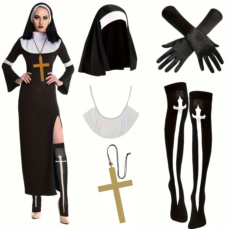 Halloween Costume Props Nun Headscarf Hair Accessories Set Missionary Role-Playing Style
