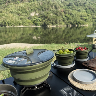 Hot-selling Outdoor Cookware suit Outdoor Portable Camping Cookware Kettle Five-piece Set Camping Special Pot Folding Bowl