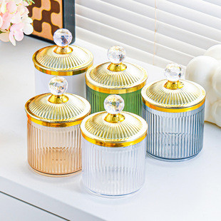 Light Luxury Cotton Swab Tube Convenient Storage Jar Household Cotton Swab Box Living Room Coffee Table Toothpick Box Dental Floss Box Cotton Swab Jar with Lid