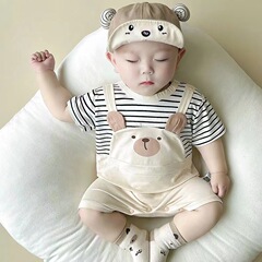 男の赤ちゃんの夏服のワンピースの服の夏の薄いタイプの新入生の赤ちゃんの半袖はとてもかわいいです。