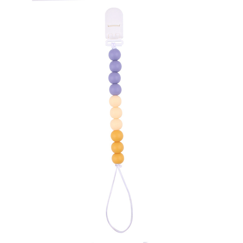 Productos para bebés Rainbow Silicone Beads Chubby Chain Calming Baby Silicone Beads Bite Gum Molars Anti-Falling Chain New