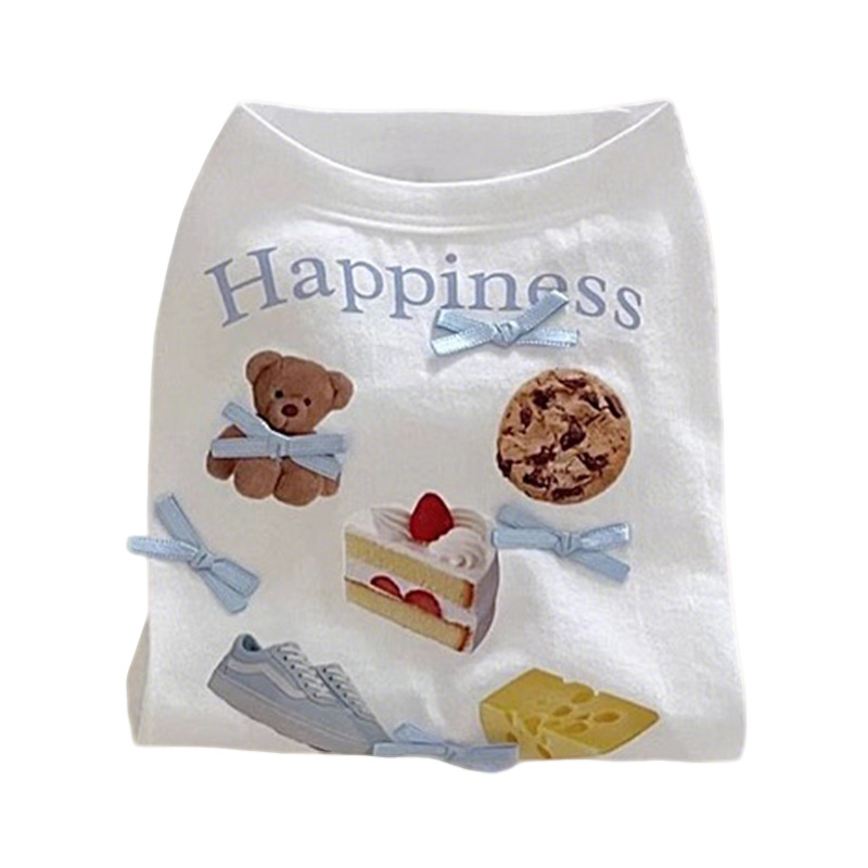 Primavera y verano perros adorables arcos offset impresión chaleco de pastel de oso coreano adorable gato camiseta ropa de mascotas