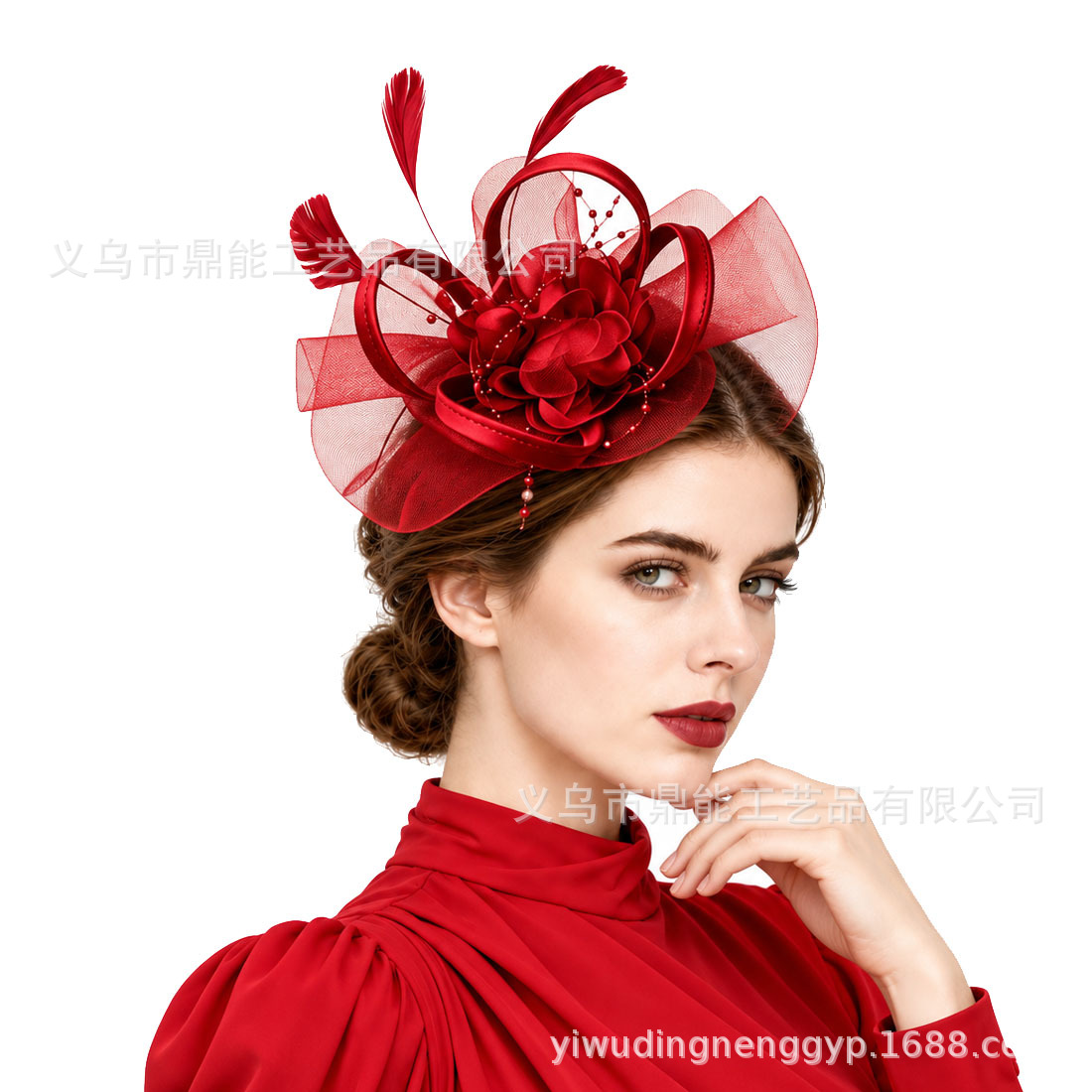 European and American retro mesh feather headpiece, bridal hair accessory, suitable for banquets, horse racing festivals, and as a gift; wholesale for cross-border sales