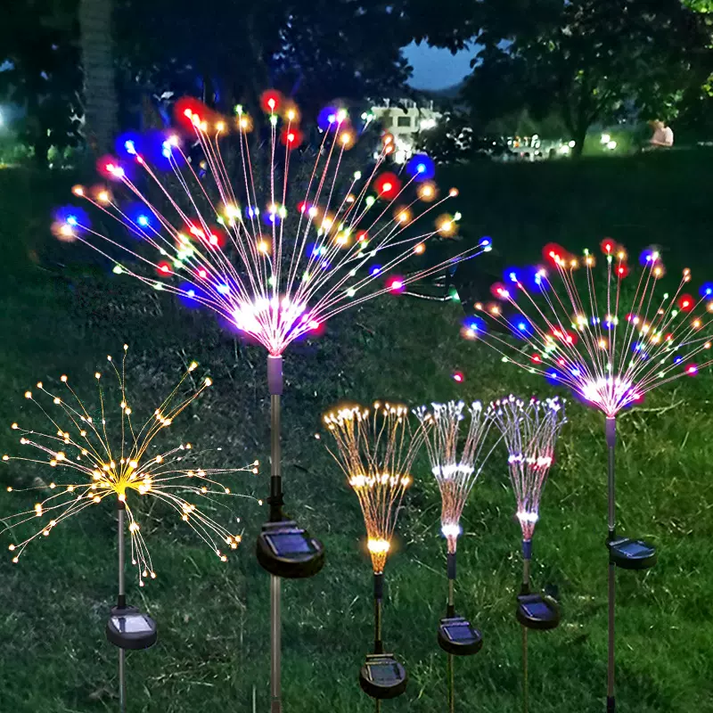 烟花灯 圣诞节户外led节日满天星彩灯 草坪地插圣诞灯 太阳能灯串