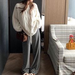 YUNSHU复古麻花圆领套头粗线毛衣女秋冬宽松软糯纯色百搭针织上衣