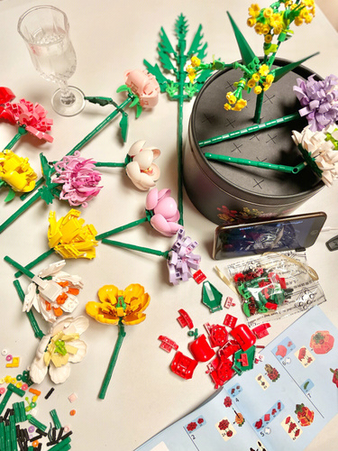 Senbao Building Block Flowers Compatible with Lego Small Particle Building Blocks Holiday Gifts Creative Insert Combination Bouquet Toys Wholesale