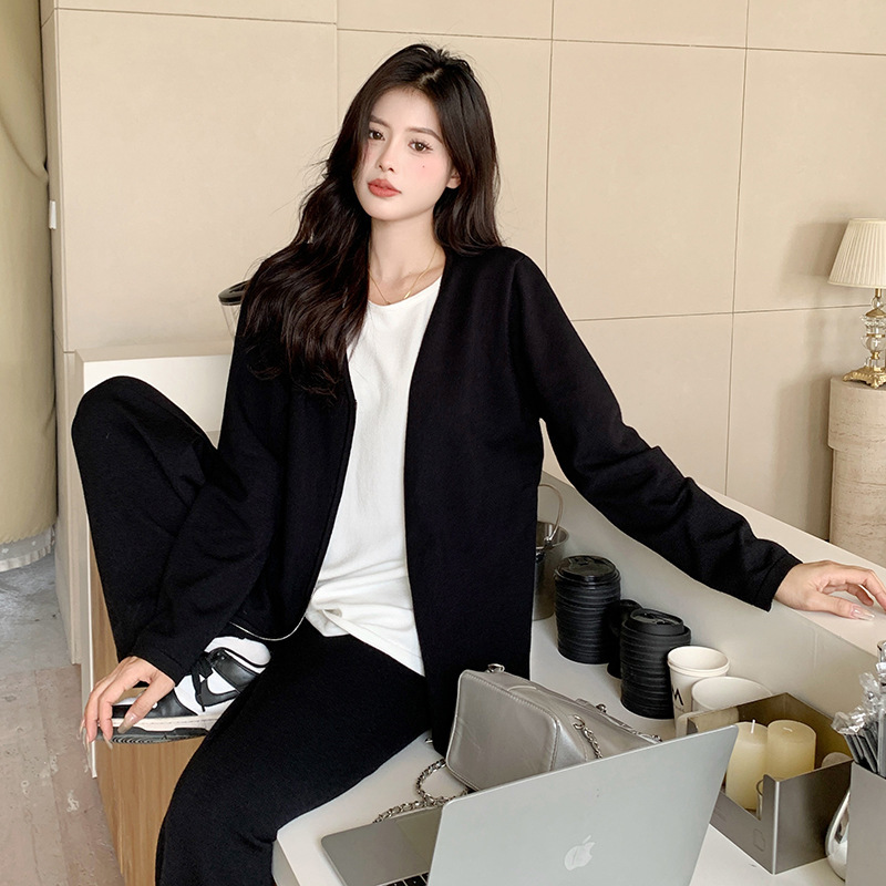 大码时尚套装女2025新款秋季假两件上衣胖MM遮肉显瘦阔腿裤两件套|undefined