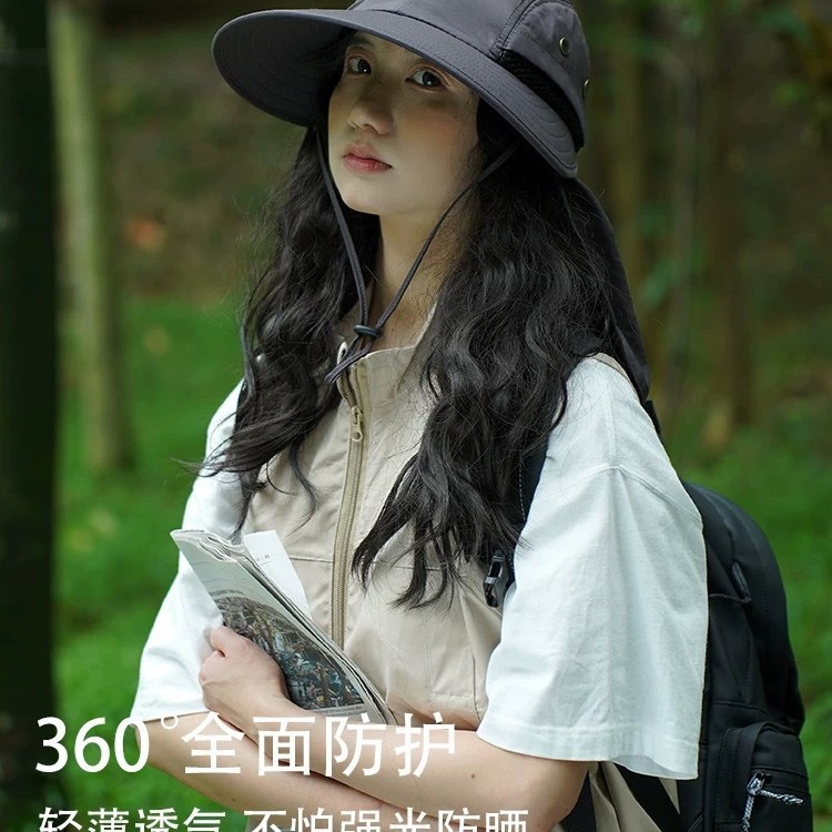 遮阳帽女全脸防晒面罩帽子一体护颈防紫外线2026新款钓鱼登山帽男