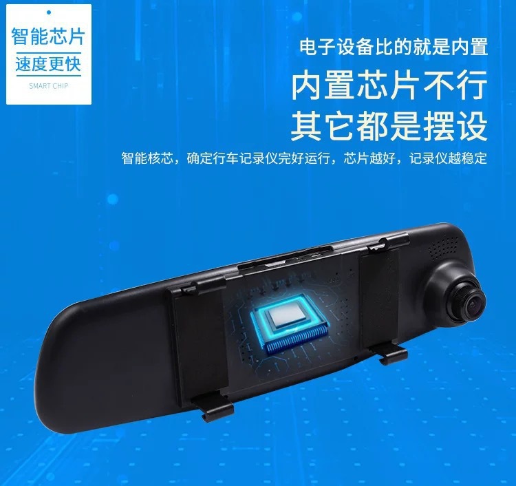 Car rearview mirror dashcam with front and rear single/dual recording 1080p and reverse camera, integrated car DVR device