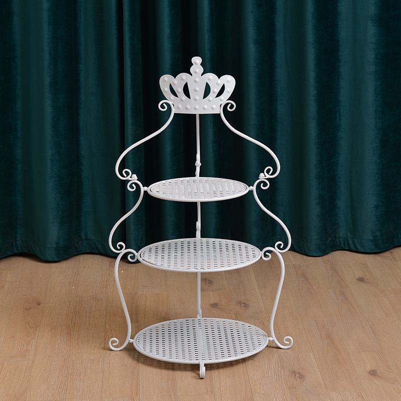 Estilo europeo de tres capas Corona de Hierro estante de la torta de cumpleaños de la boda multi-capa mesa de postre bandeja creativa soporte de exhibición de la boda