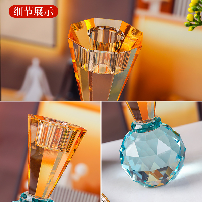 跨境水晶烛台婚庆浪漫烛光晚餐摆件餐桌高级感香薰摆台水晶蜡烛台|undefined